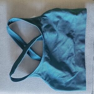 Athleta Teal Ribbed Sports Bra